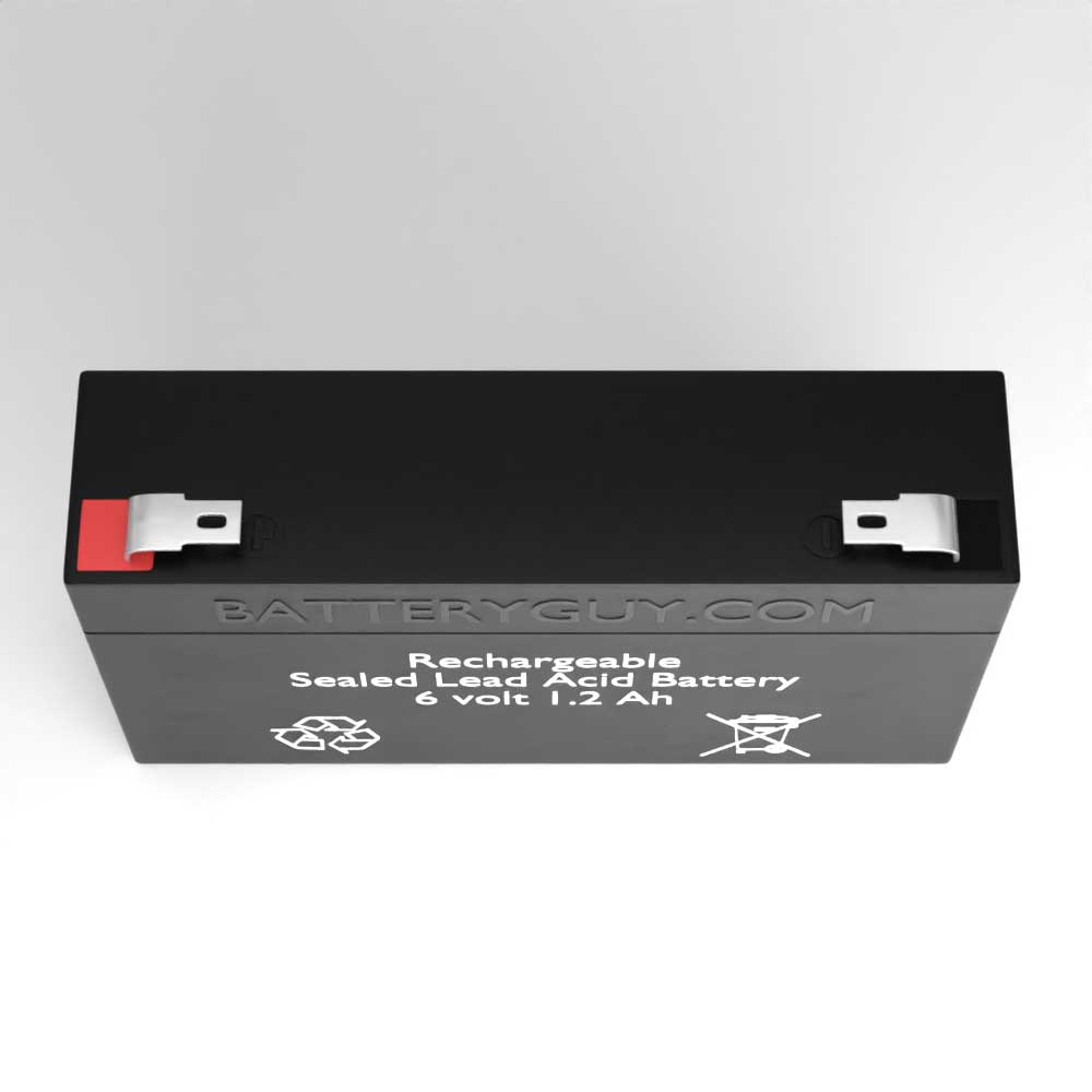 6v 1.2Ah Rechargeable Sealed Lead Acid Battery - Top View