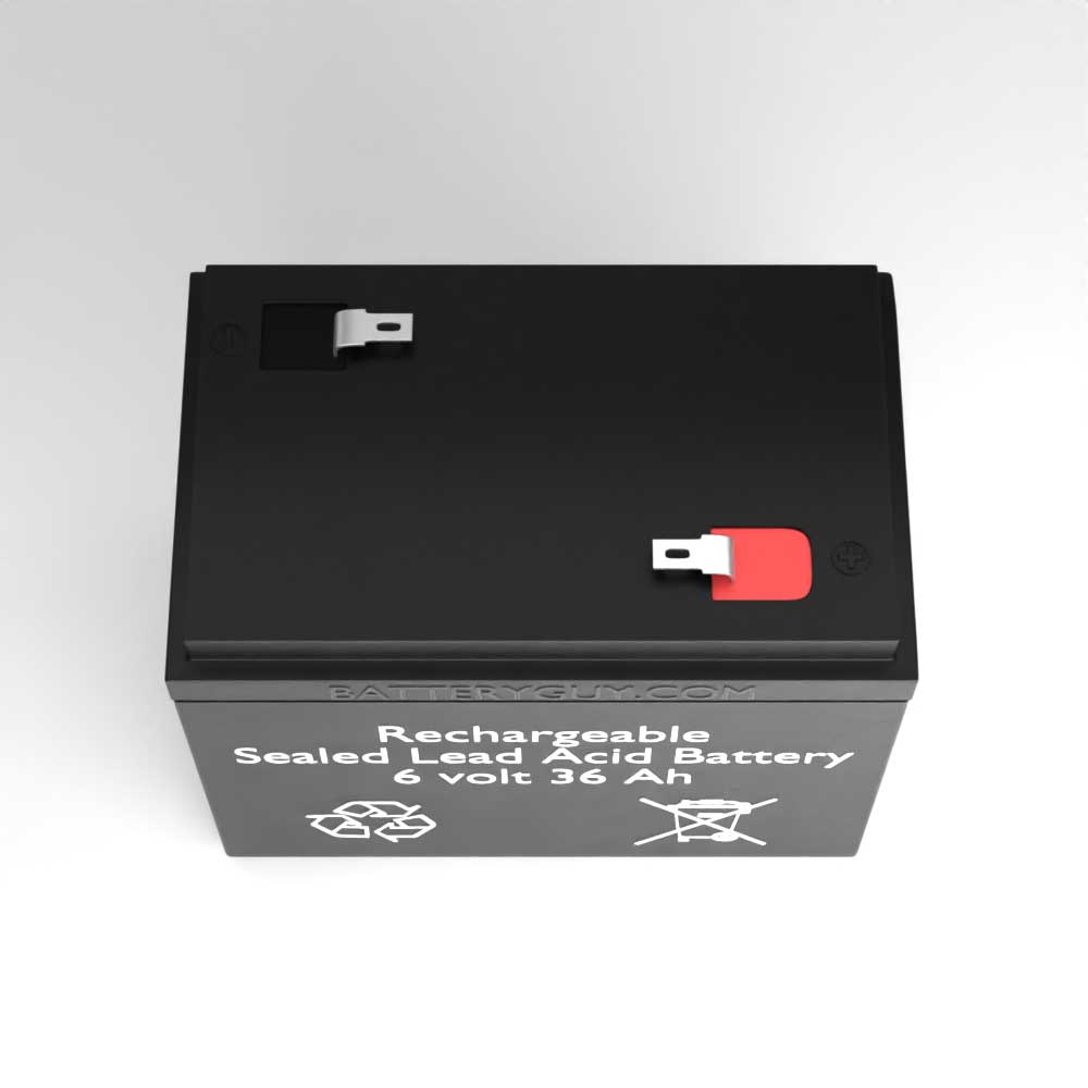 Top View - 6v 36Ah Rechargeable Sealed Lead Acid (Rechargeable SLA) Battery