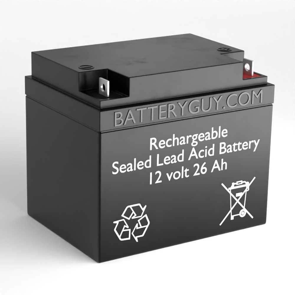 Left View - 12v 26Ah Rechargeable Sealed Lead Acid (Rechargeable SLA) Battery