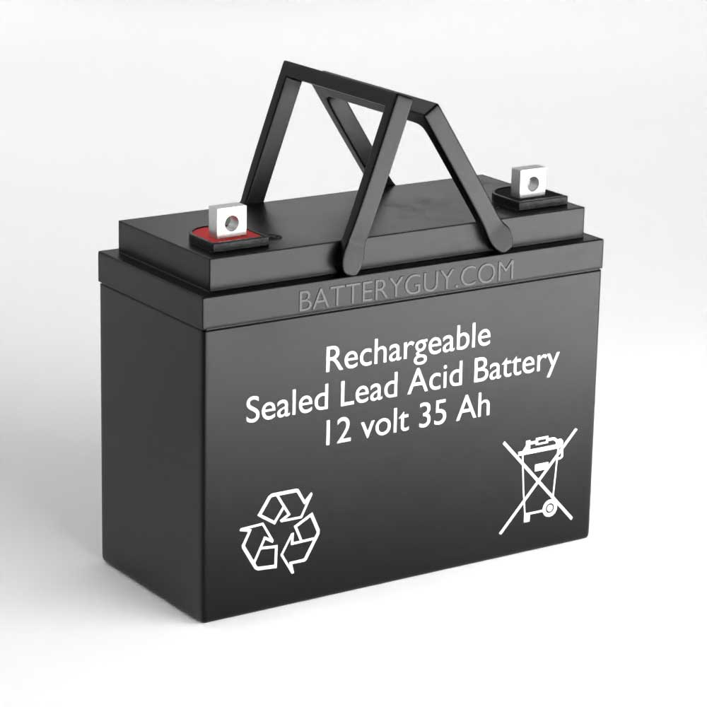 Left View - 12v 35Ah Rechargeable Sealed Lead Acid (Rechargeable SLA) Battery