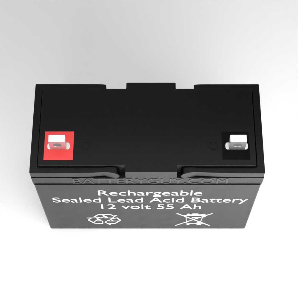 Top View - 12v 55Ah Rechargeable Sealed Lead Acid (Rechargeable SLA) Battery