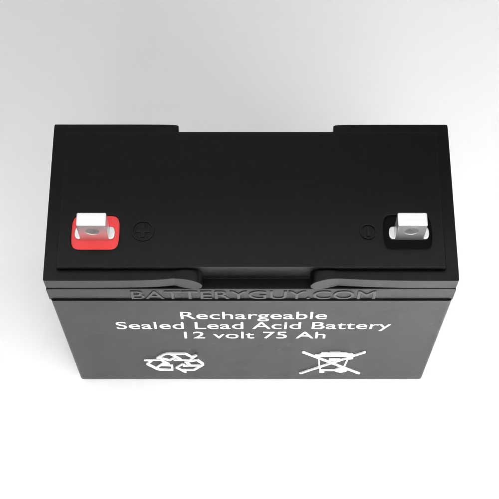 Top View - 12v 75Ah Rechargeable Sealed Lead Acid (Rechargeable SLA) Battery