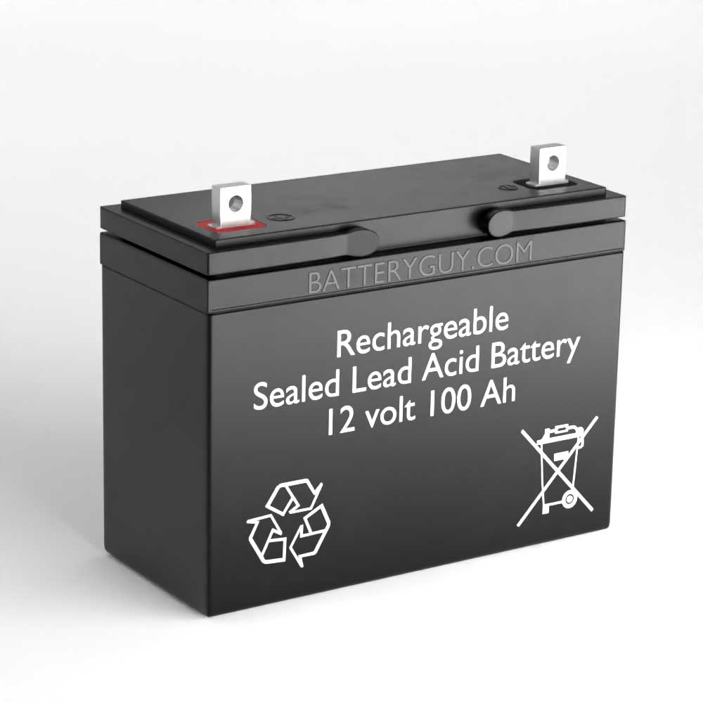 Left View - 12v 100Ah Rechargeable Sealed Lead Acid Battery