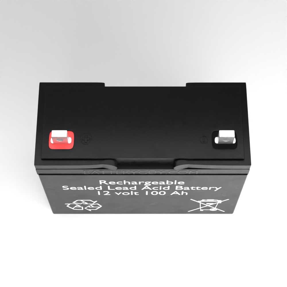 Top View - 12v 100Ah Rechargeable Sealed Lead Acid Battery