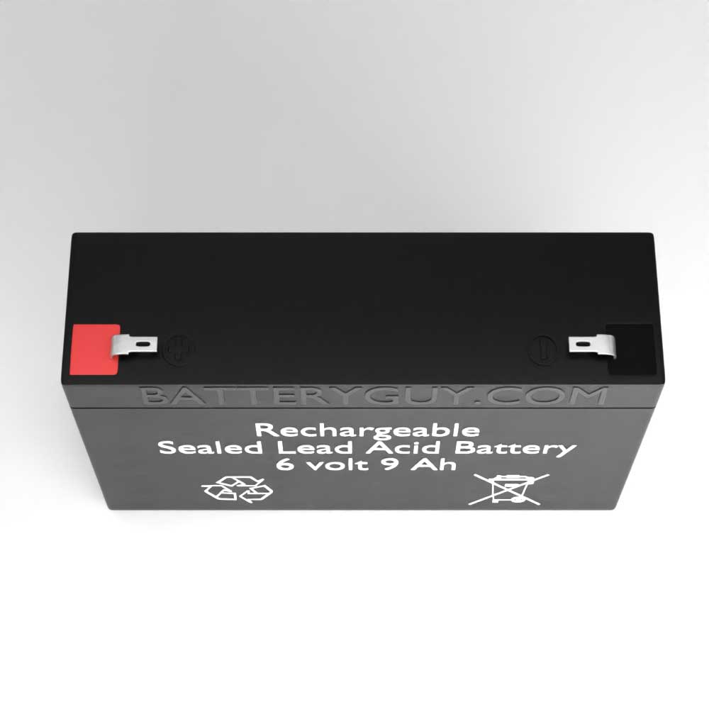 Top View - 6v 9Ah High-Rate Rechargeable Sealed Lead Acid (Rechargeable SLA) Battery