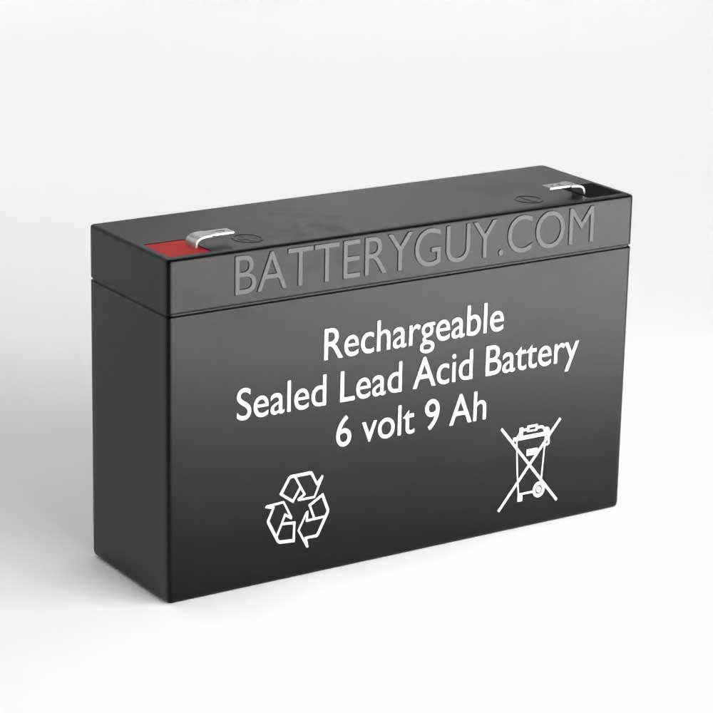 Left View - 6v 9Ah High-Rate Rechargeable Sealed Lead Acid (Rechargeable SLA) Battery