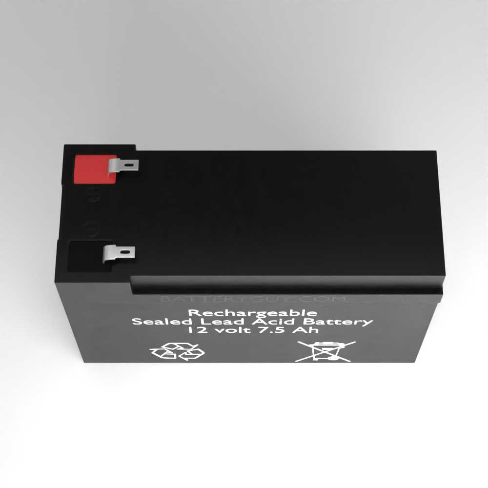 Top View - 12v 7.5Ah Rechargeable Sealed Lead Acid (Rechargeable SLA) Battery