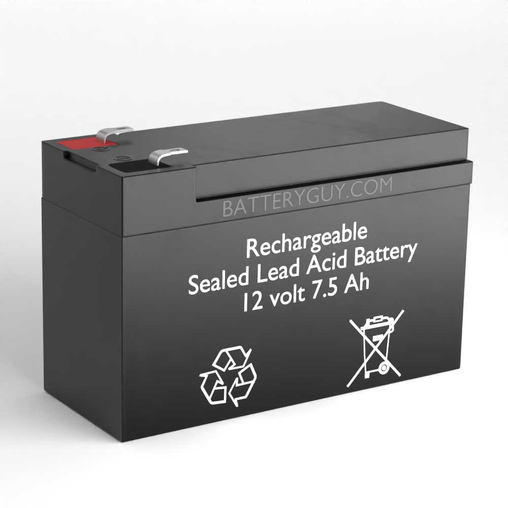 Left View - 12v 7.5Ah Rechargeable Sealed Lead Acid (Rechargeable SLA) Battery