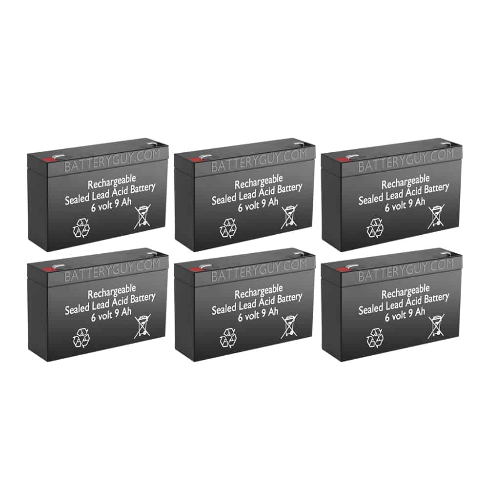 6v 9Ah High-Rate Rechargeable Sealed Lead Acid Battery Set of Six