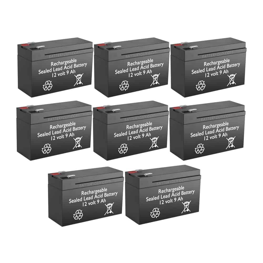 12V 9Ah Rechargeable Sealed Lead Acid High Rate Battery Set of Eight