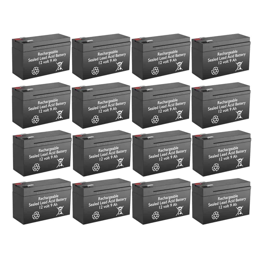 12V 9Ah Rechargeable Sealed Lead Acid High Rate Battery Set of Sixteen