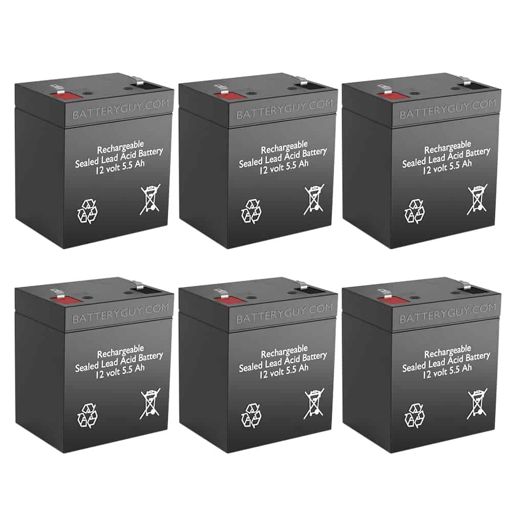 12v 5.5Ah Rechargeable Sealed Lead Acid High Rate Battery Set of Six