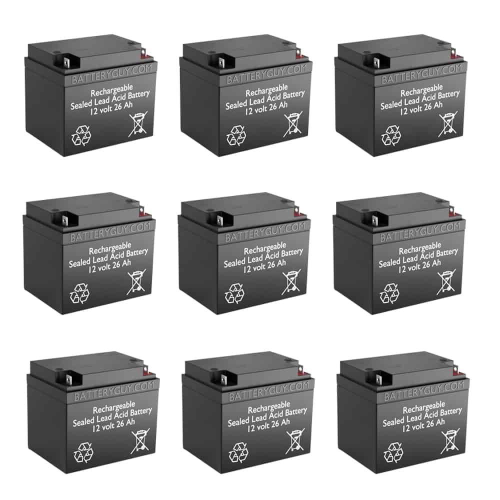 12v 26Ah Rechargeable Sealed Lead Acid (Rechargeable SLA) Battery | BG-12260NB (Qty of 9)