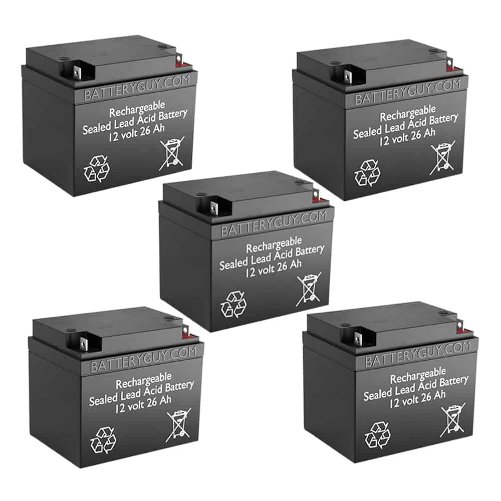 12v 26Ah Rechargeable Sealed Lead Acid (Rechargeable SLA) Battery | BG-12260NB (Qty of 5)