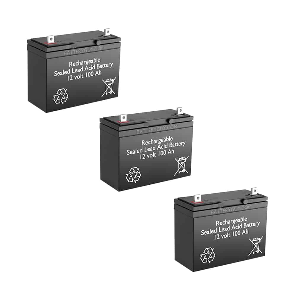 12v 100Ah Rechargeable Sealed Lead Acid Battery | BG-121000NB (Qty of 3)