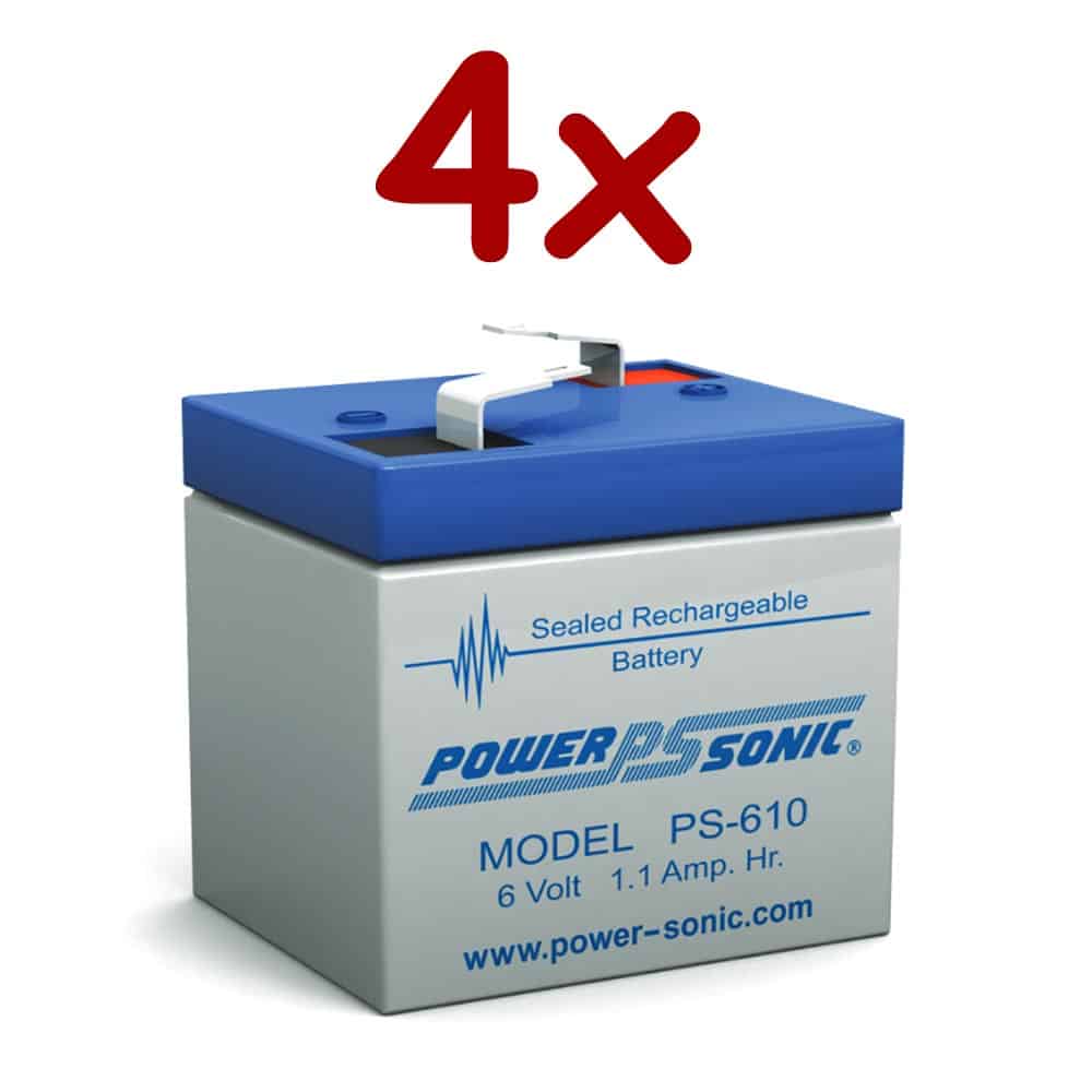 Power-Sonic PS-610 | Rechargeable SLA Battery 6v 1Ah (Qty of 4)