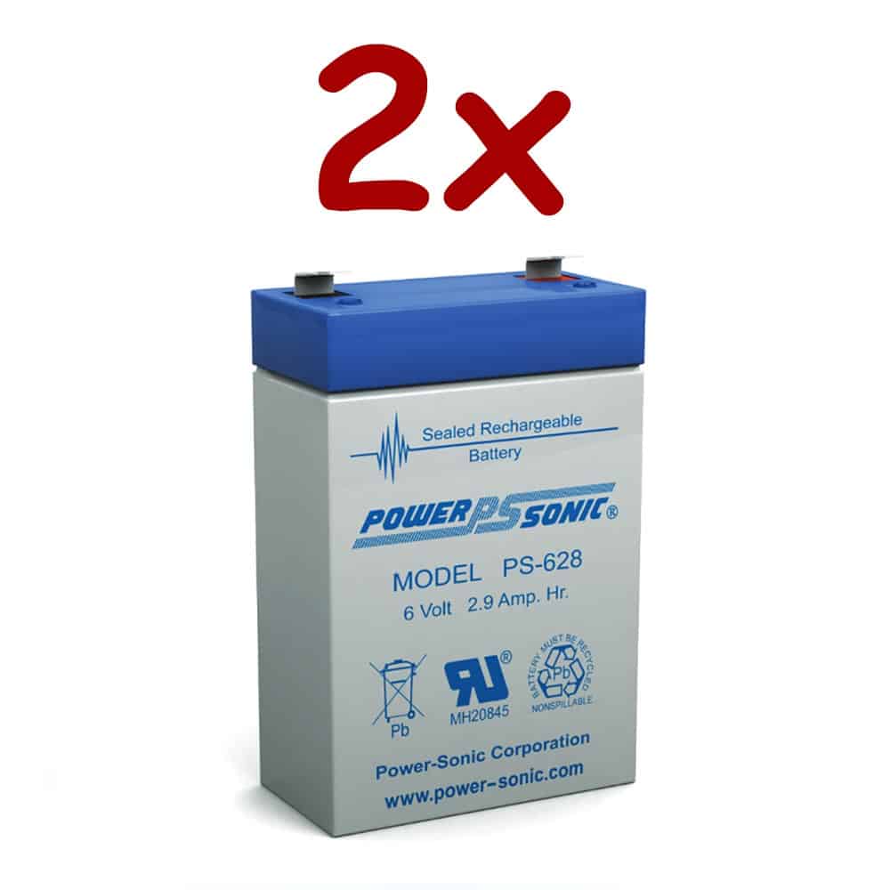 Power-Sonic PS-628 | Rechargeable SLA Battery 6v 2.9Ah (Qty of 2)